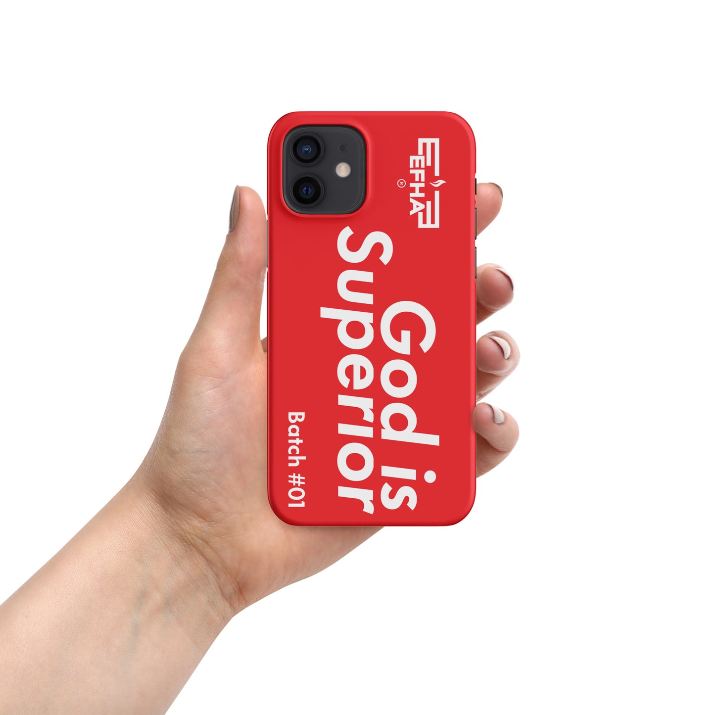 002 iPhone® "E F H A® God is Superior" Snap case
