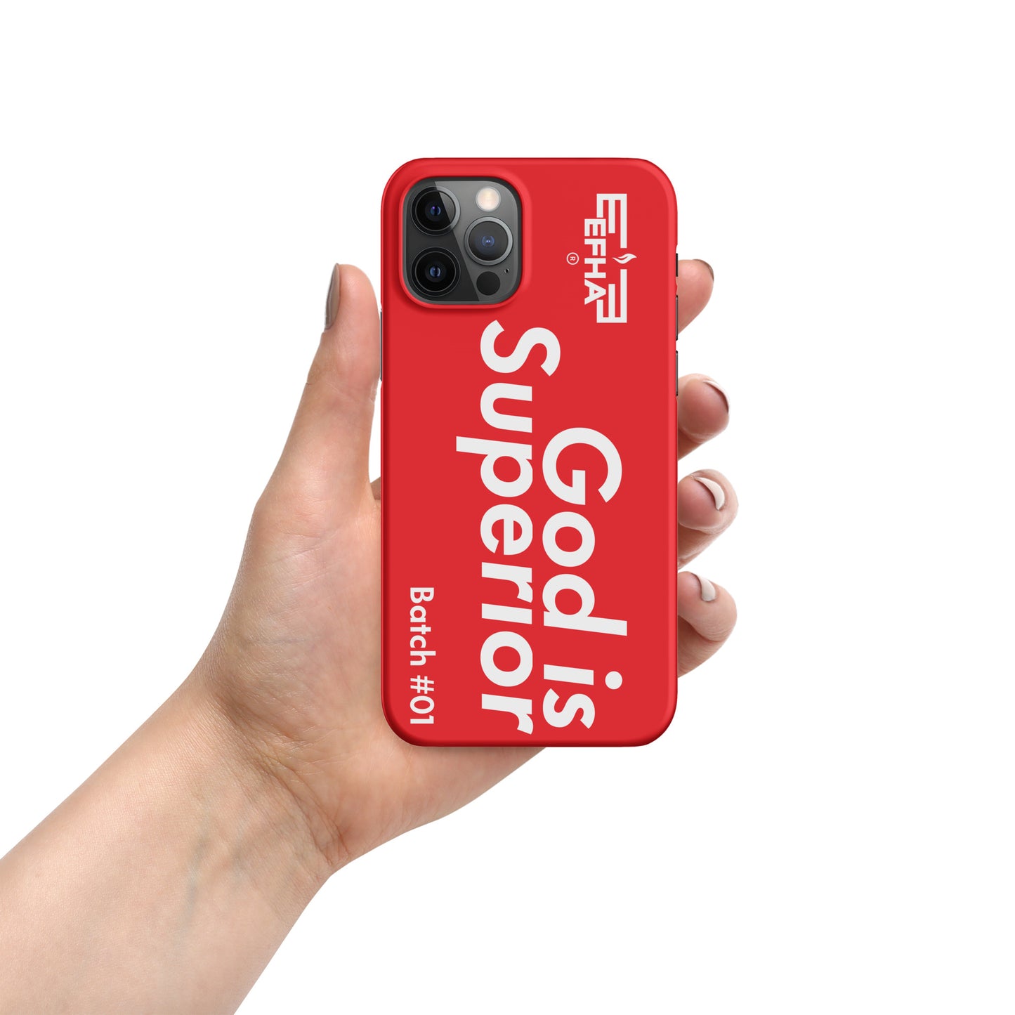 002 iPhone® "E F H A® God is Superior" Snap case
