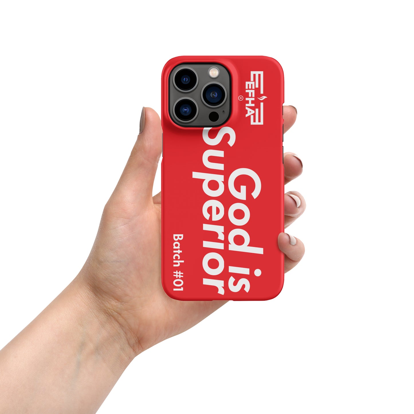 002 iPhone® "E F H A® God is Superior" Snap case