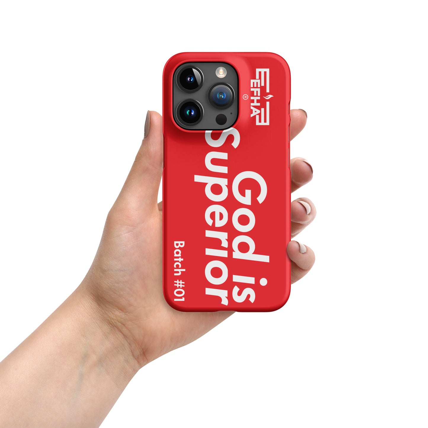 002 iPhone® "E F H A® God is Superior" Snap case